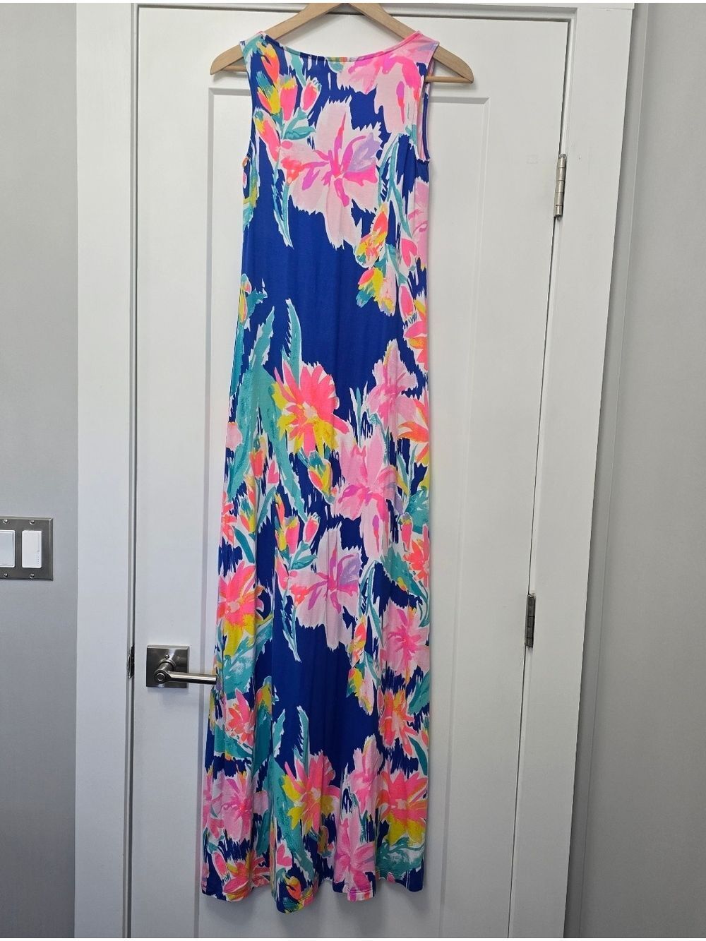 Lilly Pulitzer Natalia Blue Tropical Floral Maxi Dress Size XS - Picture 10 of 12